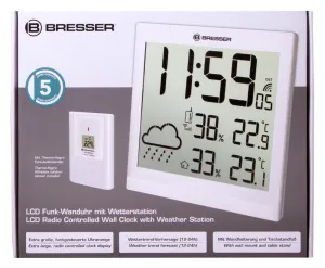 Метеостанция (настенные часы) Bresser TemeoTrend JC LCD с радиоуправлением, белая, изображение 11
