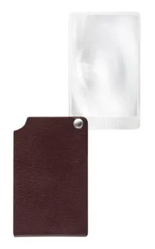 Лупа складная асферическая Eschenbach VisoPocket 2,5x, 74x48 мм, бордовый чехол (прямоугольный), изображение 2